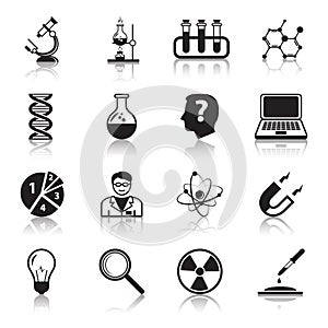 Chemistry or biology science icons set