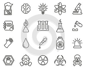 Chemistry Or Chemist Icons Thin Line Set Big