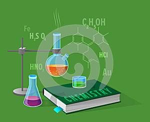 Chemistry Class Illustration on Green