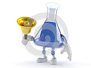 Chemistry flask character ringing a handbell