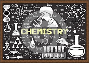 Chemistry hand drawn on chalkboard template