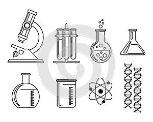 Chemistry. Icons set. Vector illustration isolated on white background