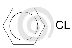 Chemistry illustration of Chlorobenzene structure photo