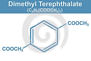 Chemistry illustration of Dimethyl terephthalate C6H4(COOCH3)2 in blue photo