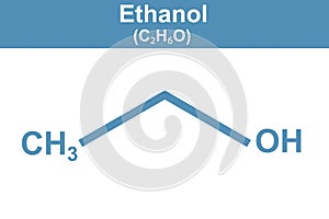 Chemistry illustration of ethanol in blue