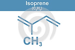 Chemistry illustration of Isoprene in blue