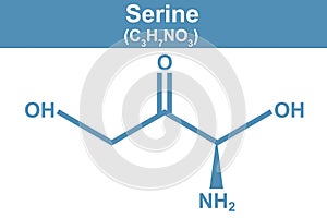 Chemistry illustration of Serine in blue