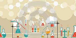 Chemistry infographic in a seamless pattern photo