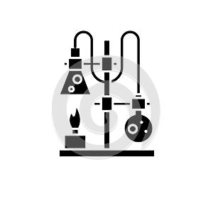 Chemistry lab black icon, vector sign on isolated background. Chemistry lab concept symbol, illustration