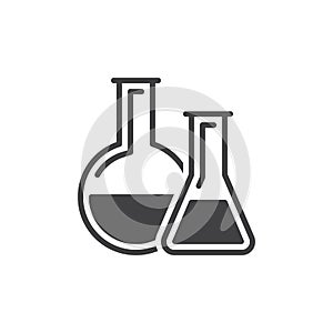 Chemistry lab glassware icon vector