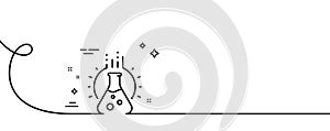 Chemistry lab line icon. Laboratory flask sign. Analysis. Continuous line with curl. Vector