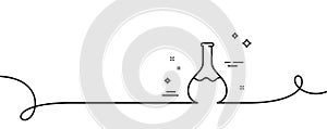 Chemistry lab line icon. Laboratory flask sign. Analysis. Continuous line with curl. Vector