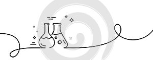 Chemistry lab line icon. Laboratory flask sign. Analysis. Continuous line with curl. Vector