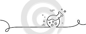 Chemistry lab line icon. Laboratory flask sign. Analysis. Continuous line with curl. Vector