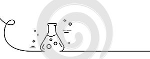 Chemistry lab line icon. Laboratory flask sign. Analysis. Continuous line with curl. Vector