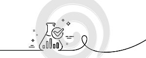 Chemistry lab line icon. Laboratory flask sign. Analysis. Continuous line with curl. Vector