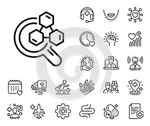 Chemistry lab line icon. Laboratory research sign. Analysis. Online doctor, patient and medicine. Vector