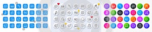 Chemistry lab, New message and Time management line icons. For web app, printing. Line icons. Vector