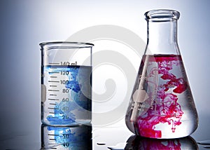Chemistry Labolatory glasses with colours