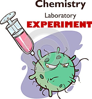 Chemistry laboratory experiment  bacteria syringe vector illustration