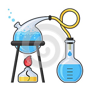 Chemistry laboratory and science equipment vector illustration