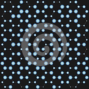 Chemistry pattern, hexagonal design molecule structure on black, scientific or medical DNA research. Medicine, science