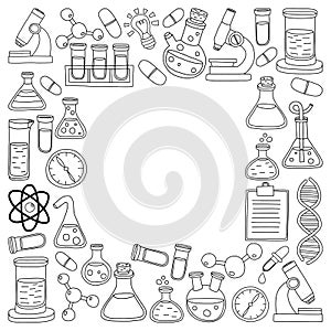 Chemistry Pharmacology Natural sciences Vector doodle set