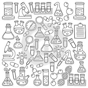 Chemistry Pharmacology Natural sciences Vector doodle set