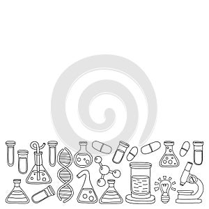 Chemistry Pharmacology Natural sciences Vector doodle set