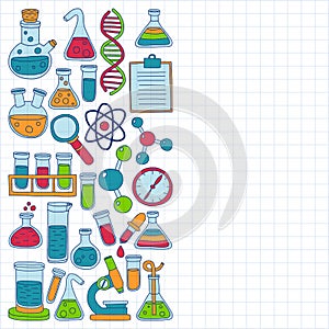 Chemistry Pharmacology Natural sciences Vector doodle set