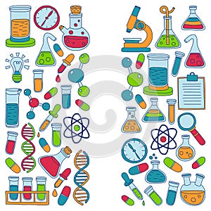 Chemistry Pharmacology Natural sciences Vector doodle set