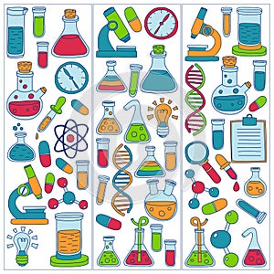 Chemistry Pharmacology Natural sciences Vector doodle set