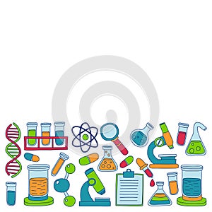 Chemistry Pharmacology Natural sciences Vector doodle set