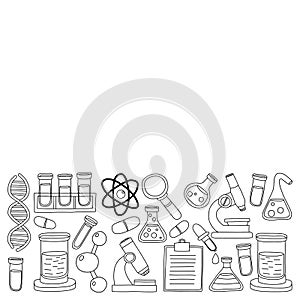 Chemistry Pharmacology Natural sciences Vector doodle set