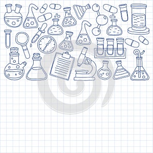 Chemistry Pharmacology Natural sciences Vector doodle set