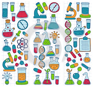 Chemistry Pharmacology Natural sciences Vector doodle set