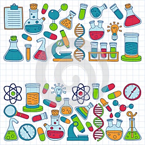 Chemistry Pharmacology Natural sciences Vector doodle set photo