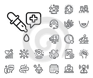 Chemistry pipette line icon. Laboratory sign. Analysis lab. Online doctor, patient and medicine. Vector