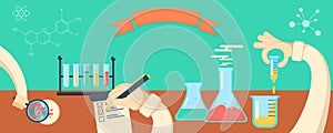 Chemistry research horisontal vector banner