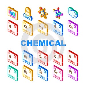 chemistry science chemical icons set vector