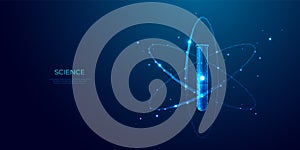Chemistry science concept. Abstract test tube and atom model.