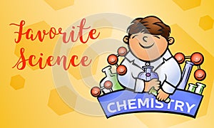 Chemistry science concept banner, cartoon style