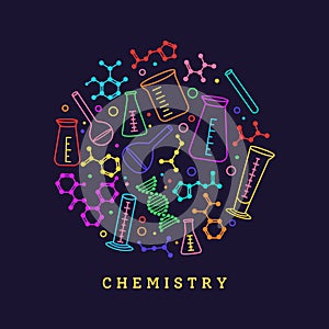 Chemistry science flask structure molecule vector