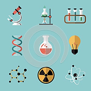 Chemistry Science Flat Icons Set