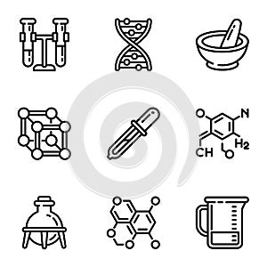 Chemistry science icon set, outline style