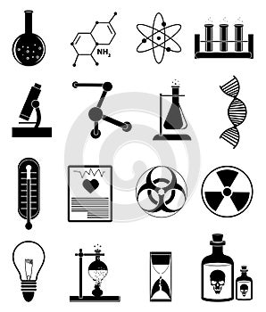 Chemistry science icons set