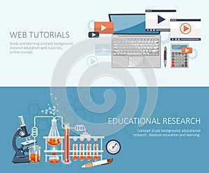 Chemistry and science infographic. Web tutorials. Chemistry icons background for biology and medical research posters