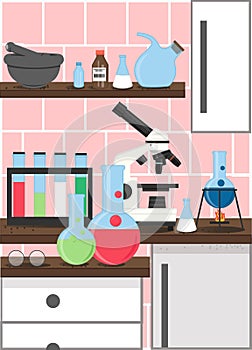 Chemistry science lab vector poster design template