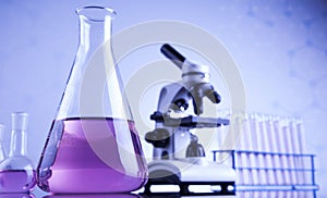 Chemistry science, Laboratory glassware background