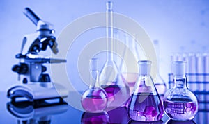 Chemistry science, Laboratory glassware background